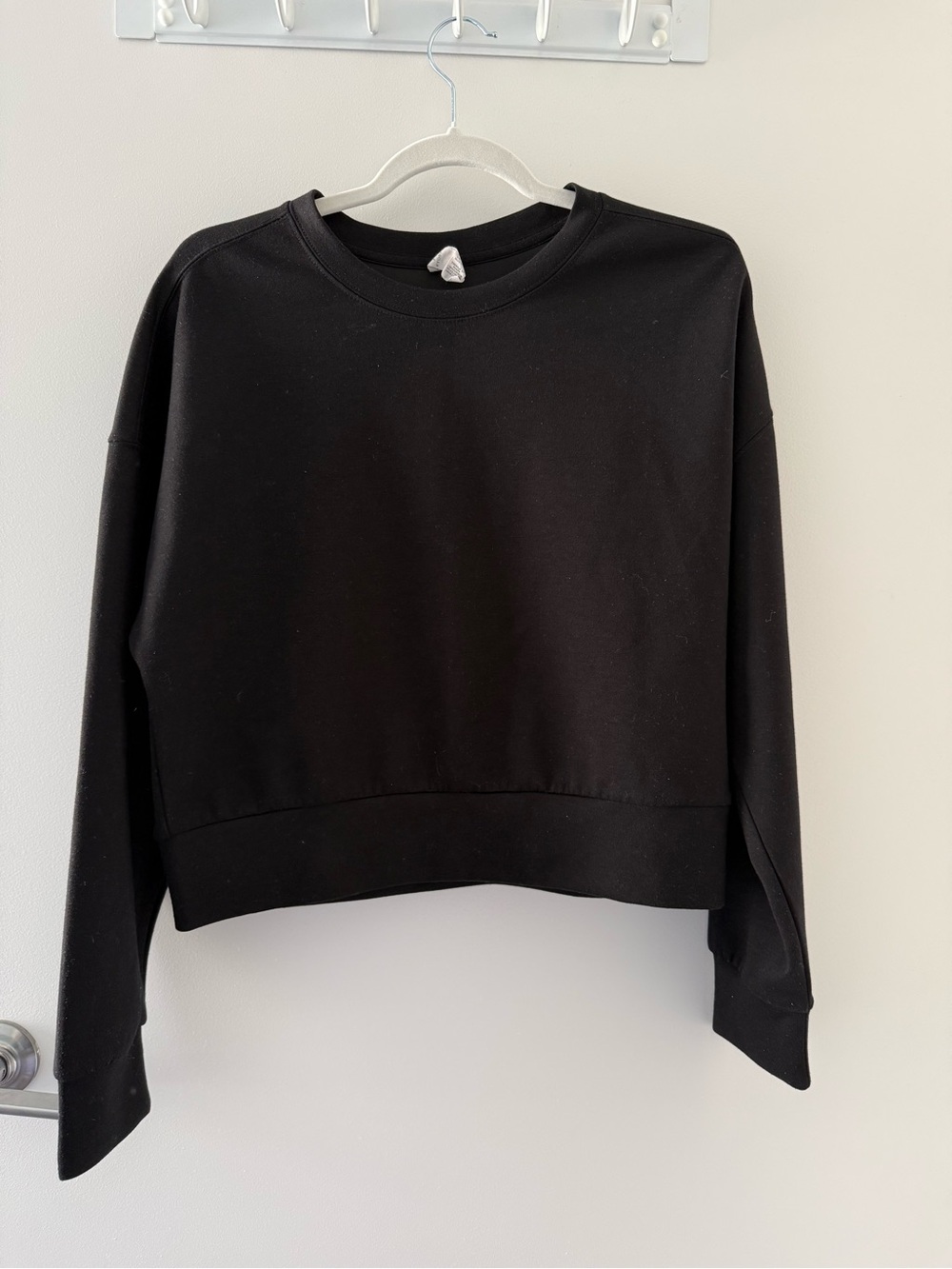 Classic Black Cropped Crewneck Sweater